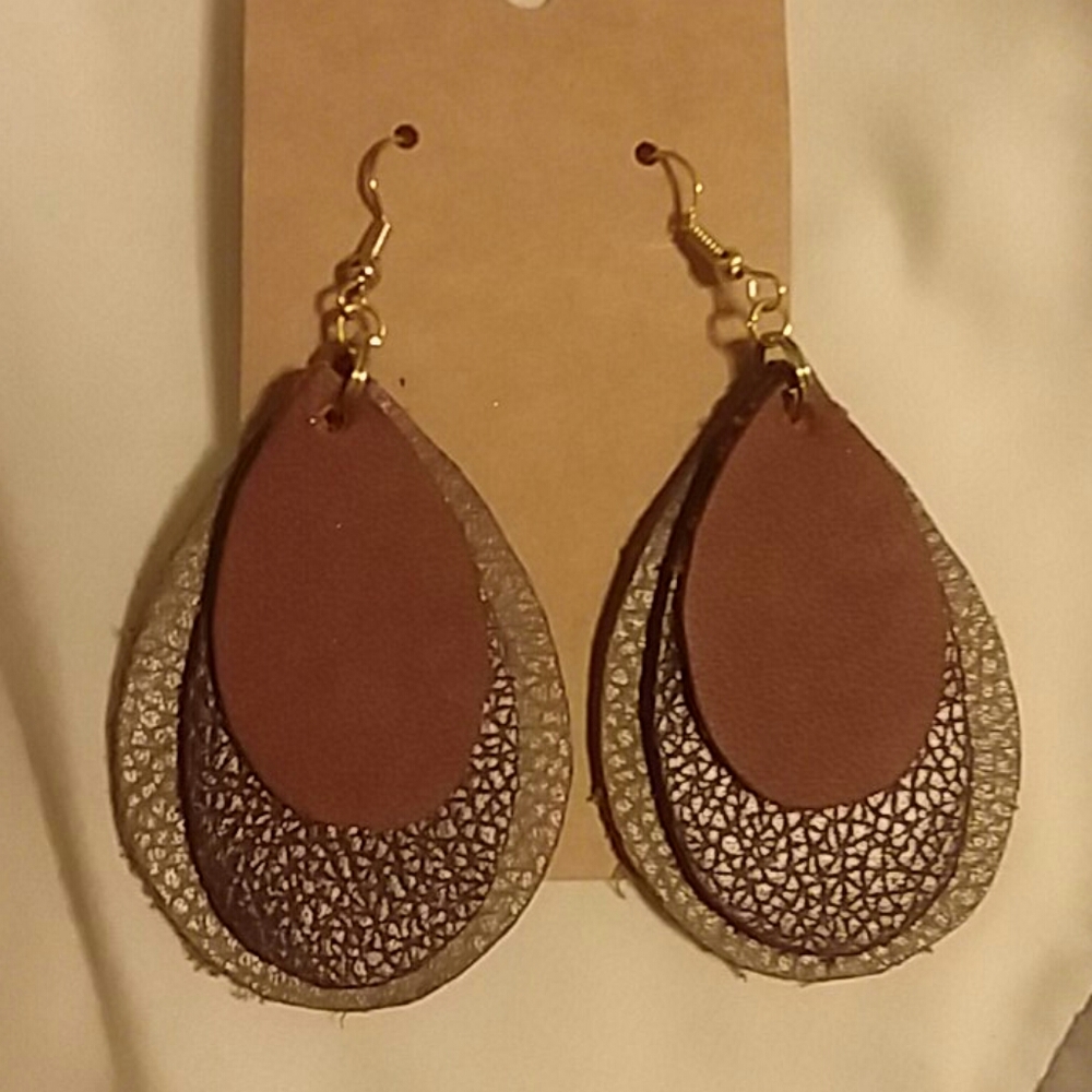 3/$15 Cowhide leather Earrings